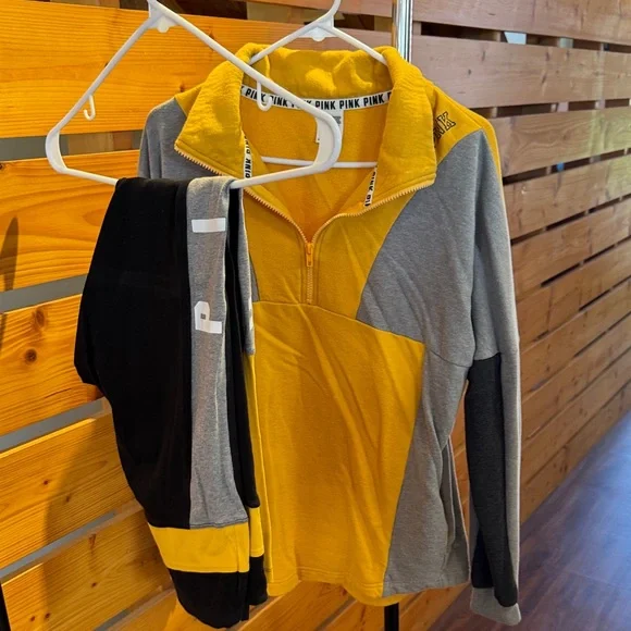 PINK Colorblock Quarter-Zip Pullover and Leggings Set - Picture 3 of 4